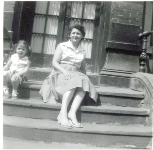 Mom and Margaret on stoop os 505 E. 118 c.1957.jpg